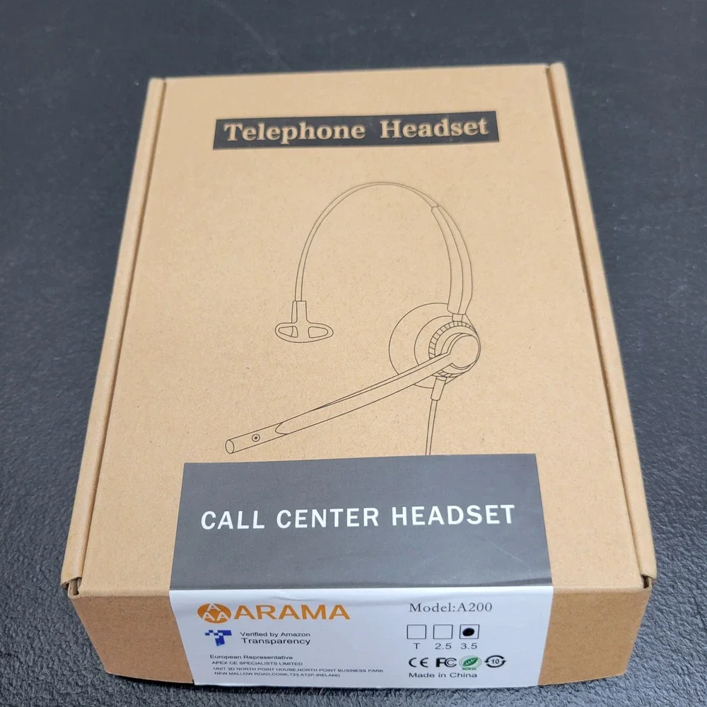 Arama A200 Telephone Headset Call Center 3.5mm Wired Single Ear